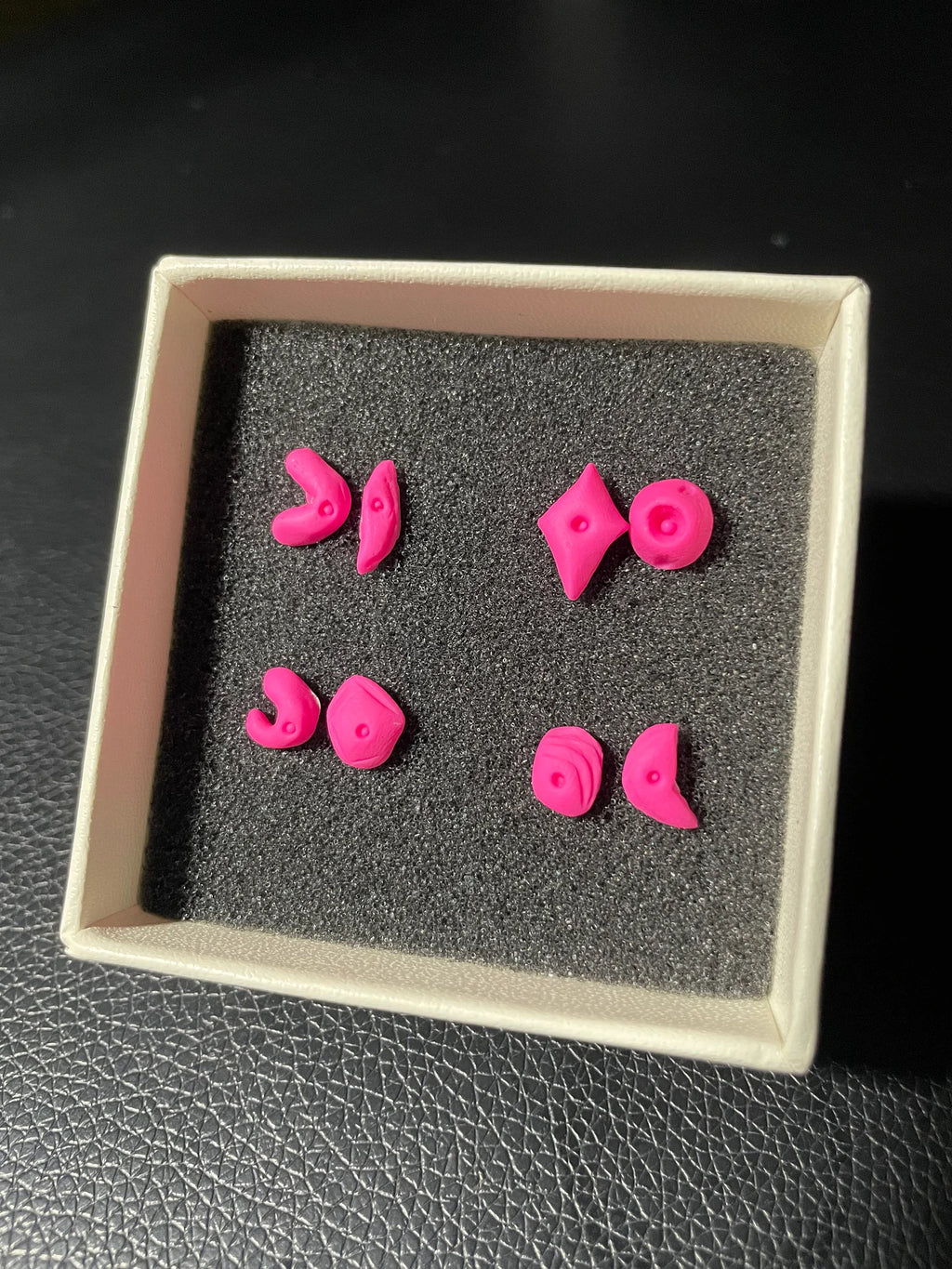 Handmade Mismatched Climbing Hold Shaped Earring Set