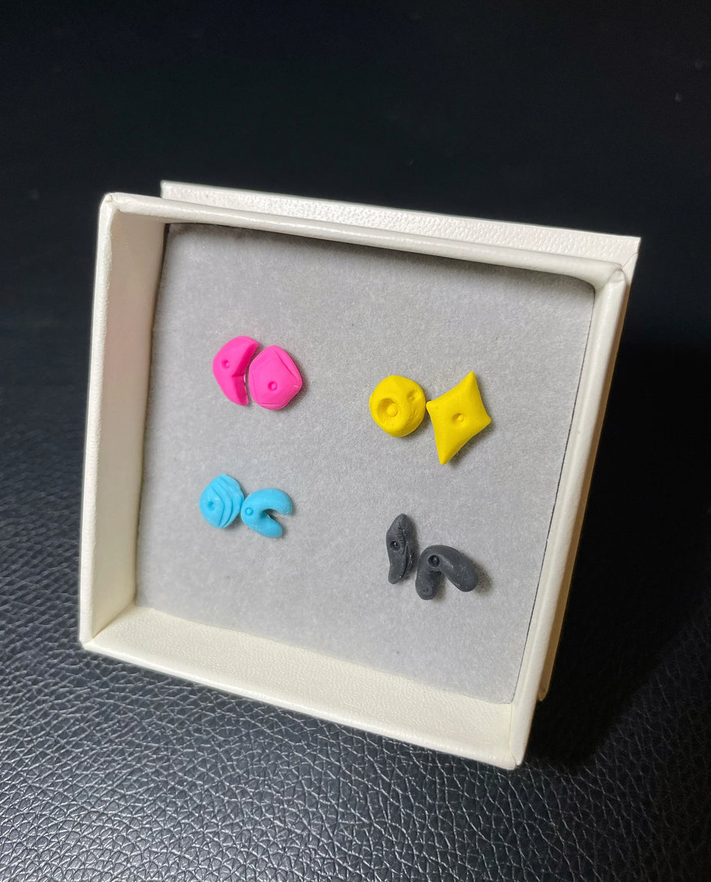 Handmade Mismatched Climbing Hold Shaped Earring Set